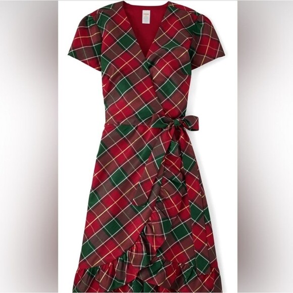 Gymboree Christmas Plaid red and green v neck holiday ruffle cute size xxl - Picture 3 of 7